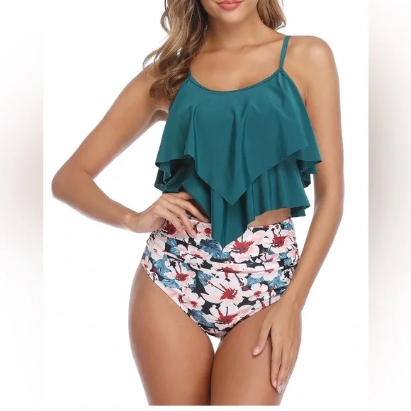 Women’s Tankini 2 piece Swimsuit (High waisted) Size Large NWOT - Picture 2 of 15